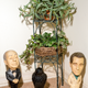 Figurines of director Alfred Hitchcock, a reproduction of the Maltese Falcon, and actor Humphrey Bogart, star of the 1941 version of the Warner Bros. film The Maltese Falcon
